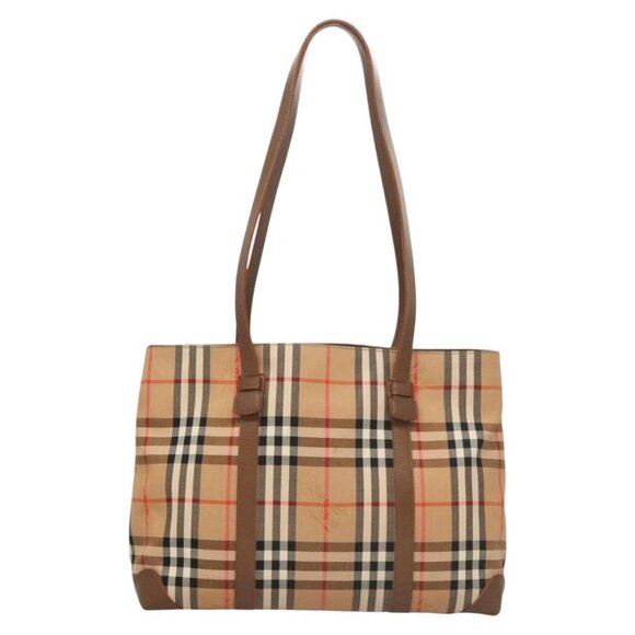 BURBERRY Nova Check Tote Bag Canvas Beige Auth 124112 - Picture 2 of 16